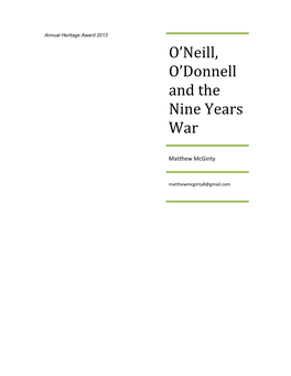 O'neill, O'donnell and the Nine Years