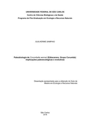 Paleobiologia De Corumbella Werneri (Ediacarano, Grupo Corumbá): Implicações Paleoecológicas E Evolutivas