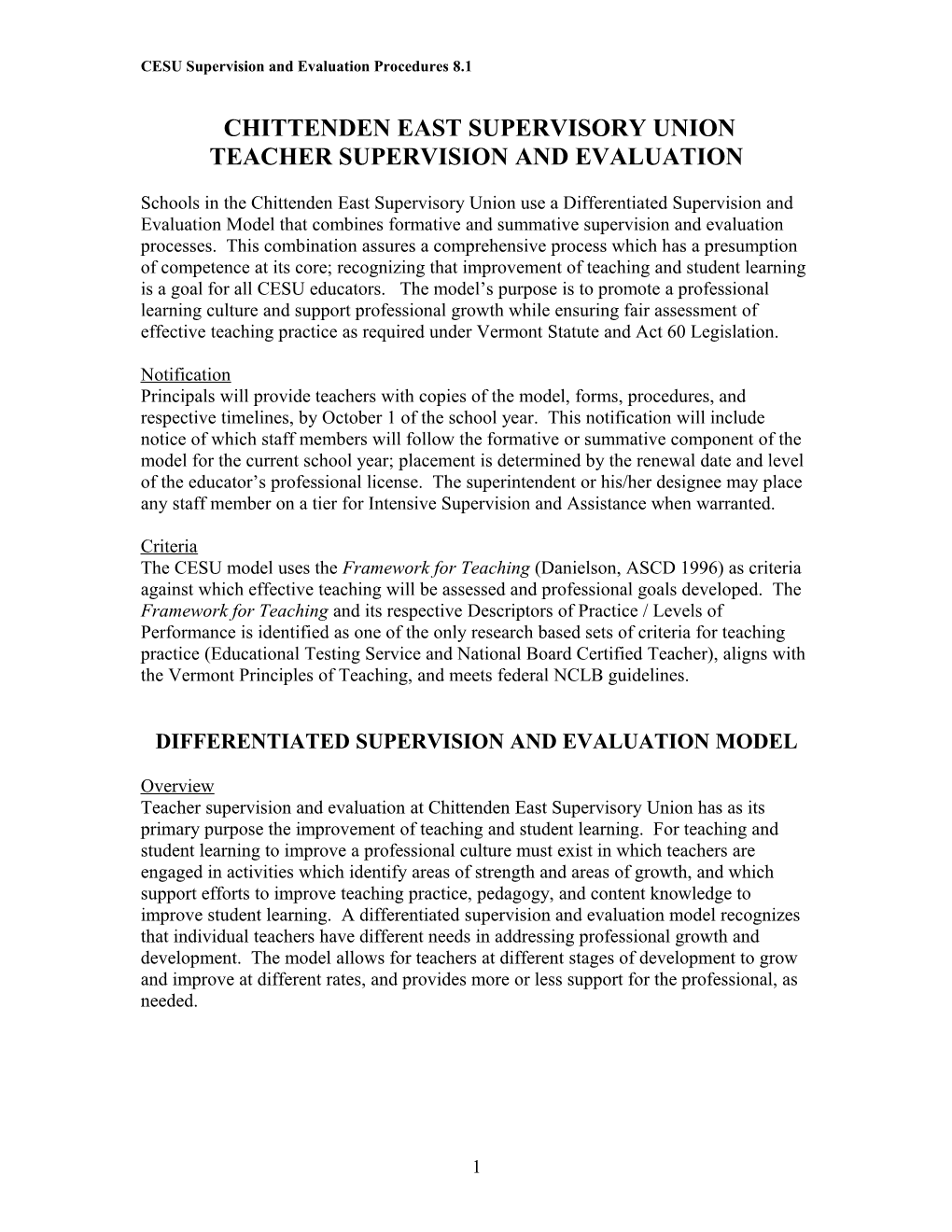 Teacher Supervision and Evaluation