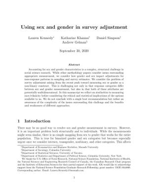 Using Sex and Gender in Survey Adjustment
