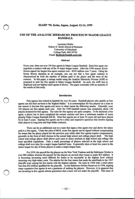 ISAHP '99, Kobe, Japan, August 12-14, 1999 USE of THE