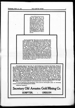 Secretary Old Arrastra Gold Mining Co
