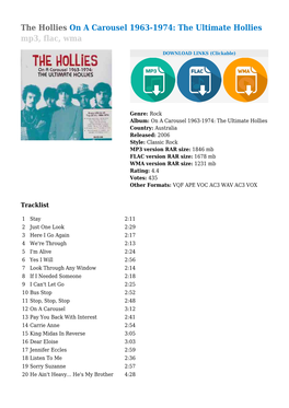 The Hollies on a Carousel 1963-1974: the Ultimate Hollies Mp3, Flac, Wma