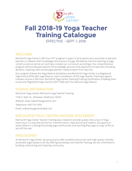 Fall 2018-19 Yoga Teacher Training Catalogue EFFECTIVE – SEPT