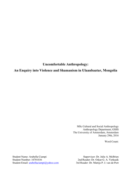 An Enquiry Into Violence and Shamanism in Ulaanbaatar, Mongolia