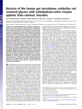 Bacteria of the Human Gut Microbiome Catabolize Red Seaweed Glycans with Carbohydrate-Active Enzyme Updates from Extrinsic Microbes