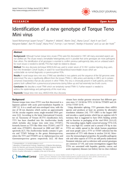 Identification of a New Genotype of Torque Teno Mini Virus