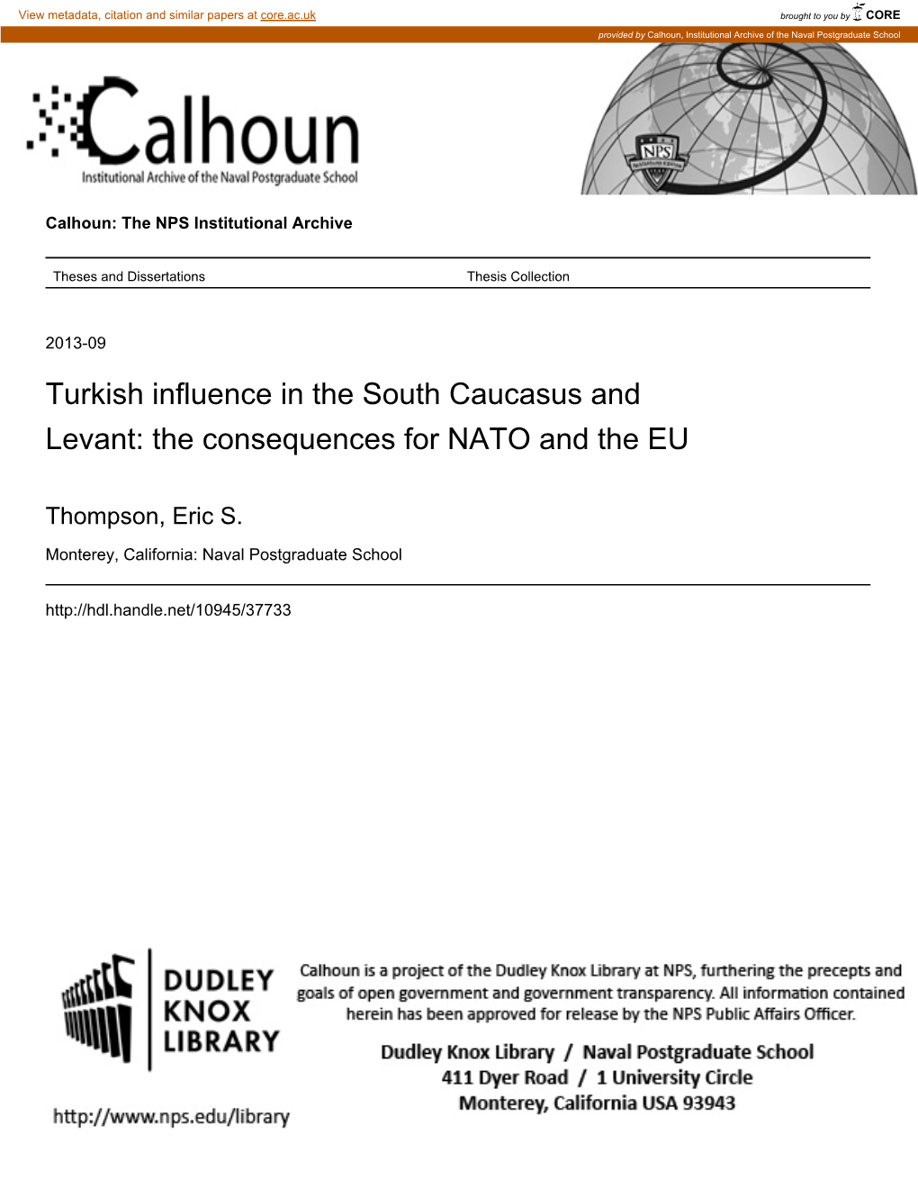 Turkish Influence in the South Caucasus and Levant: the Consequences for NATO and the EU