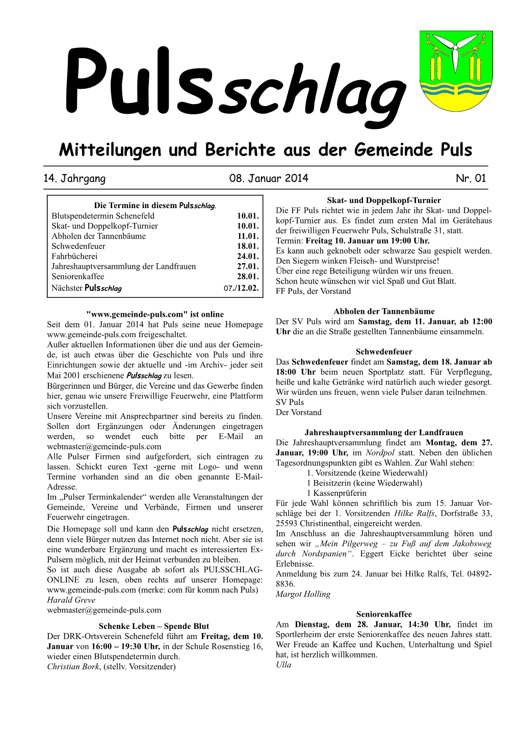 Mitteilungen Und Berichte Aus Der Gemeinde Puls