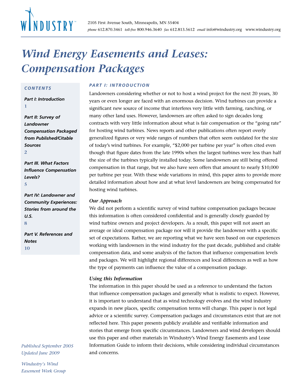 Wind Energy Easments and Leases: Compensation Packages