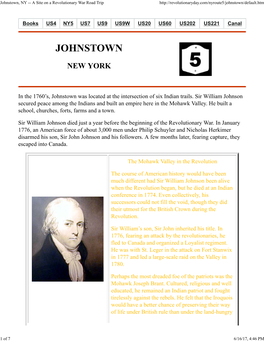 Johnstown, NY -- a Site on a Revolutionary War Road Trip