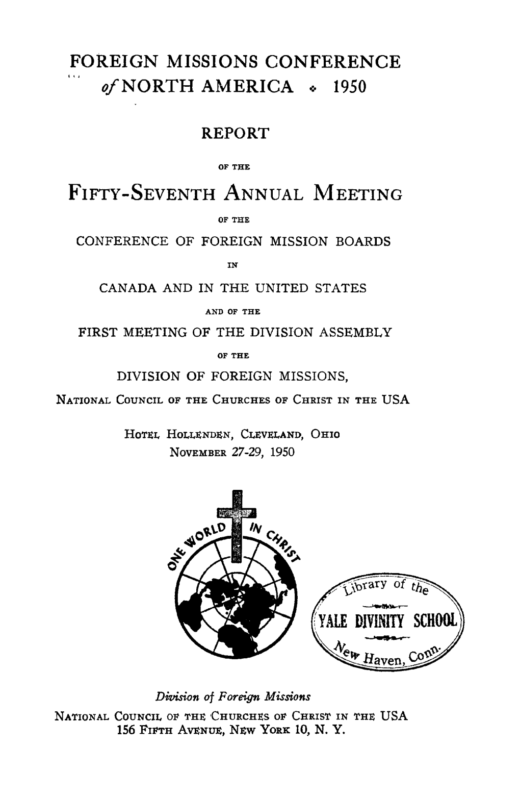 Foreign Missions Conference ¿/North America * 1950