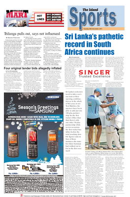 Sri Lanka's Pathetic Record in South Africa Continues
