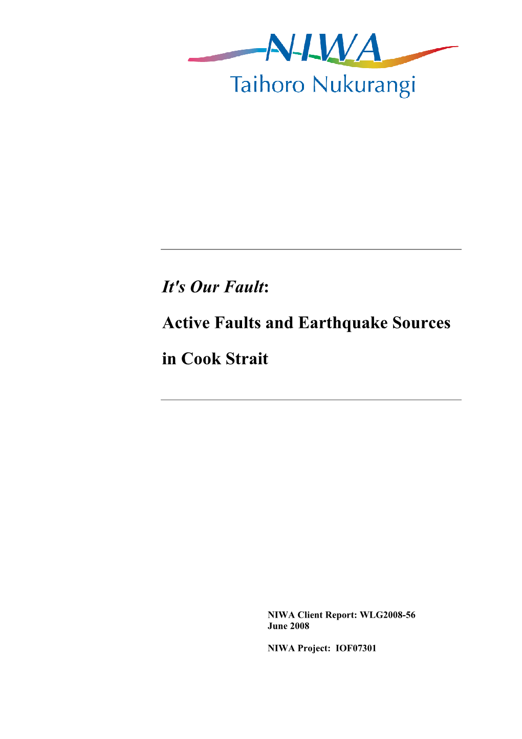 Active Faults and Earthquake Sources in Cook Strait