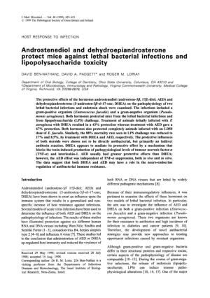 Androstenediol and Dehydroepiandrosterone Protect Mice Against Lethal Bacterial Infections and Lipopolysaccharide Toxicity