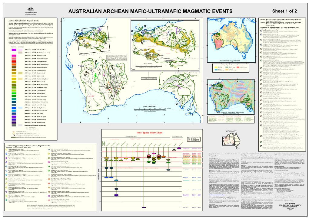 AUSTRALIAN ARCHEAN MAFIC-ULTRAMAFIC MAGMATIC EVENTS Sheet 1 of 2 Broome