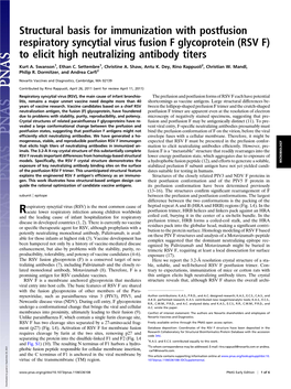 (RSV F) to Elicit High Neutralizing Antibody Titers