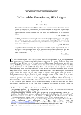 Dalits and the Emancipatory Sikhism. Rajkumar Hans. 2008