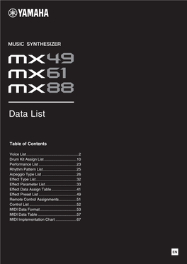 MX49 MX61 MX88 Data List 2 Voice List