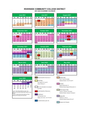 RCCD Academic Calendar 2021-22