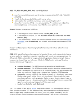 JPEG, TIFF, PSD, PDD, BMP, PICT, PNG, and GIF Explained