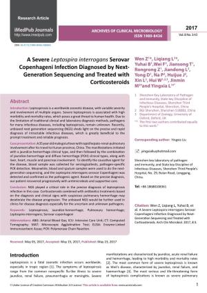 A Severe Leptospira Interrogans Serovar Copenhageni Infection