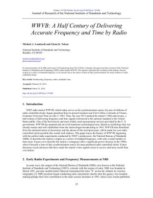 WWVB: a Half Century of Delivering Accurate Frequency and Time by Radio