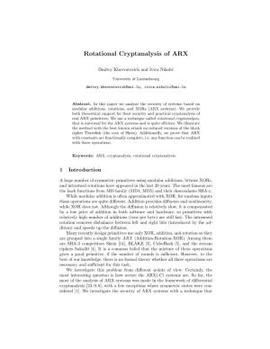 Rotational Cryptanalysis of ARX