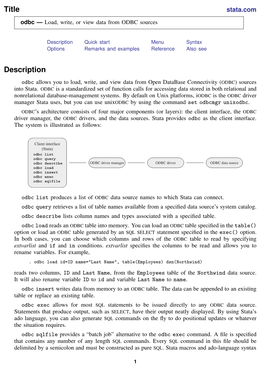 Odbc — Load, Write, Or View Data from ODBC Sources