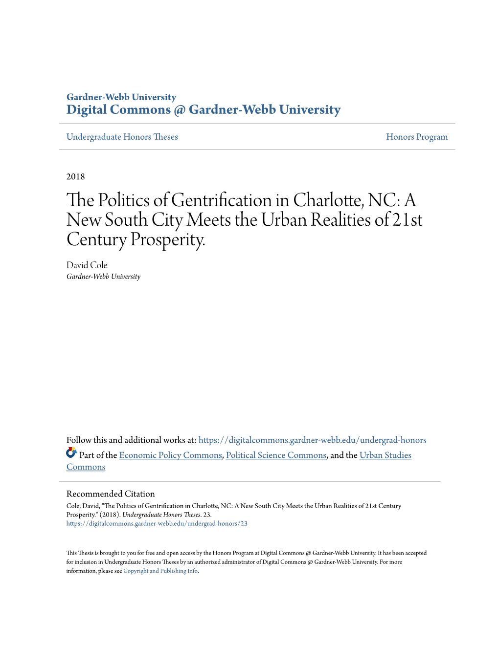 The Politics of Gentrification in Charlotte, NC