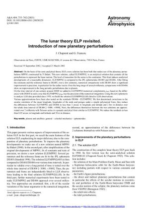 The Lunar Theory ELP Revisited. Introduction of New Planetary Perturbations