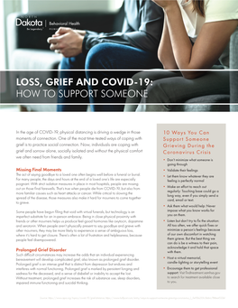 Loss, Grief and Covid-19: How to Support Someone