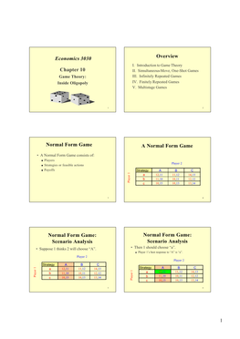 Scenario Analysis Normal Form Game