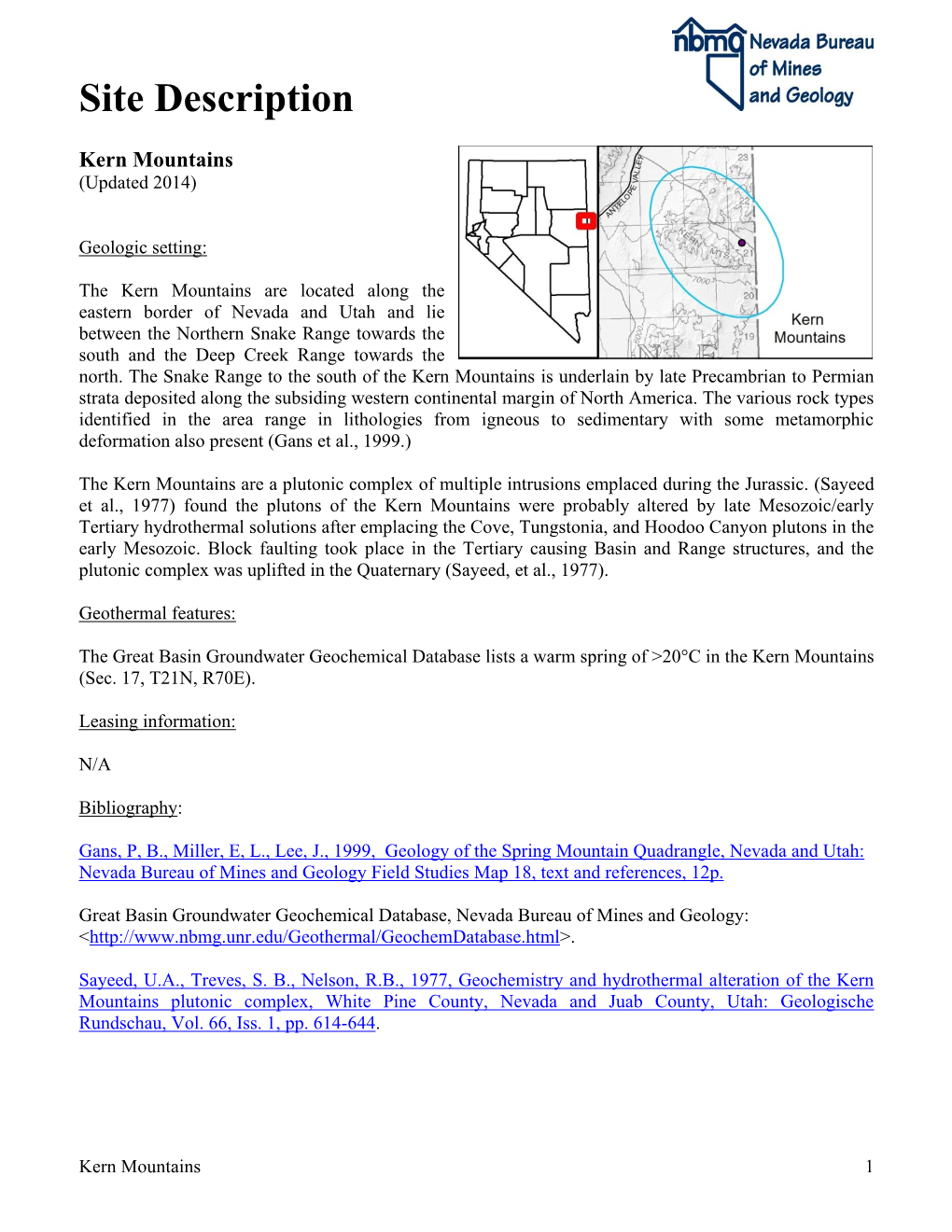 Kern Mountains (Updated 2014)