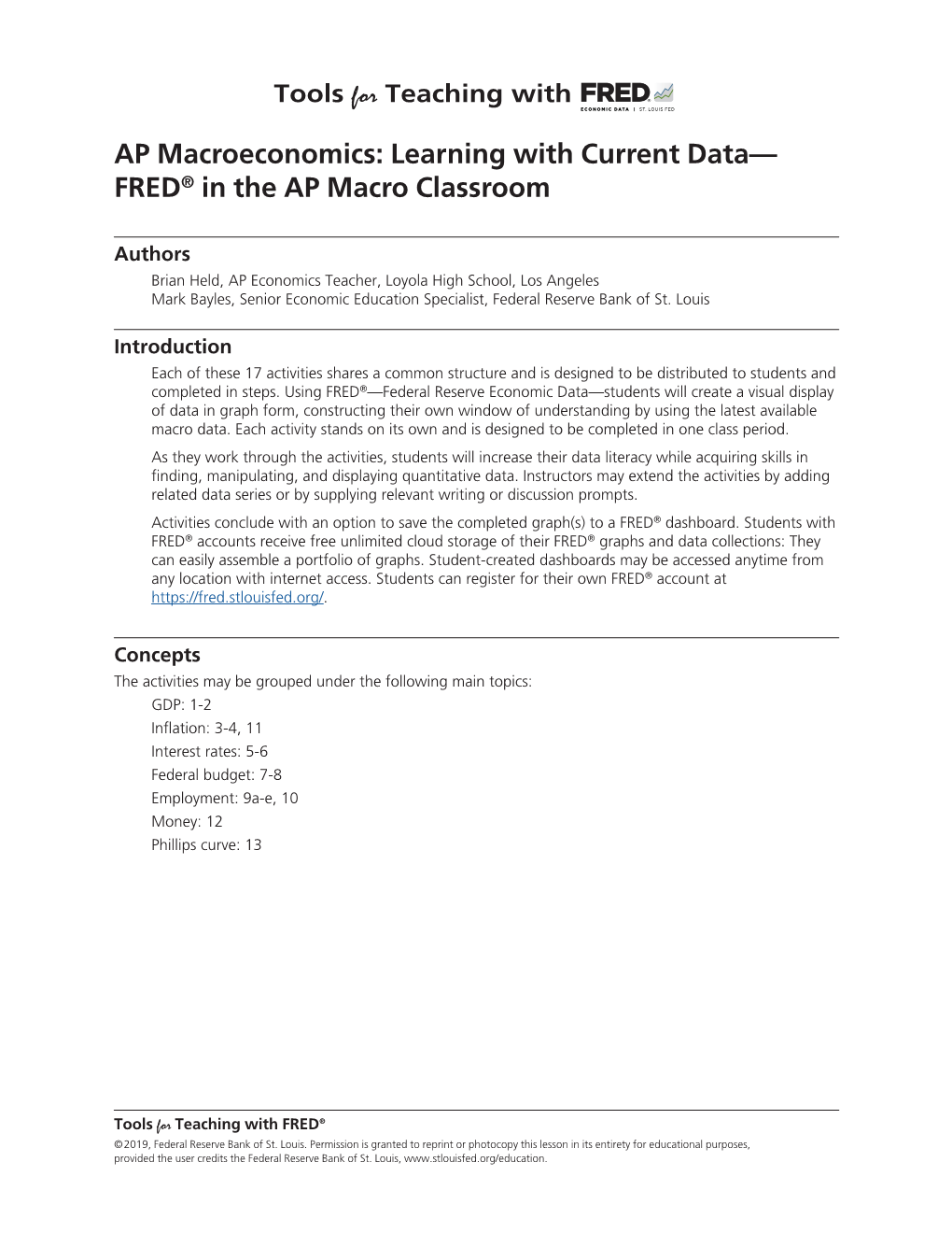 AP Macroeconomics: Learning with Current Data— FRED® in the AP Macro Classroom