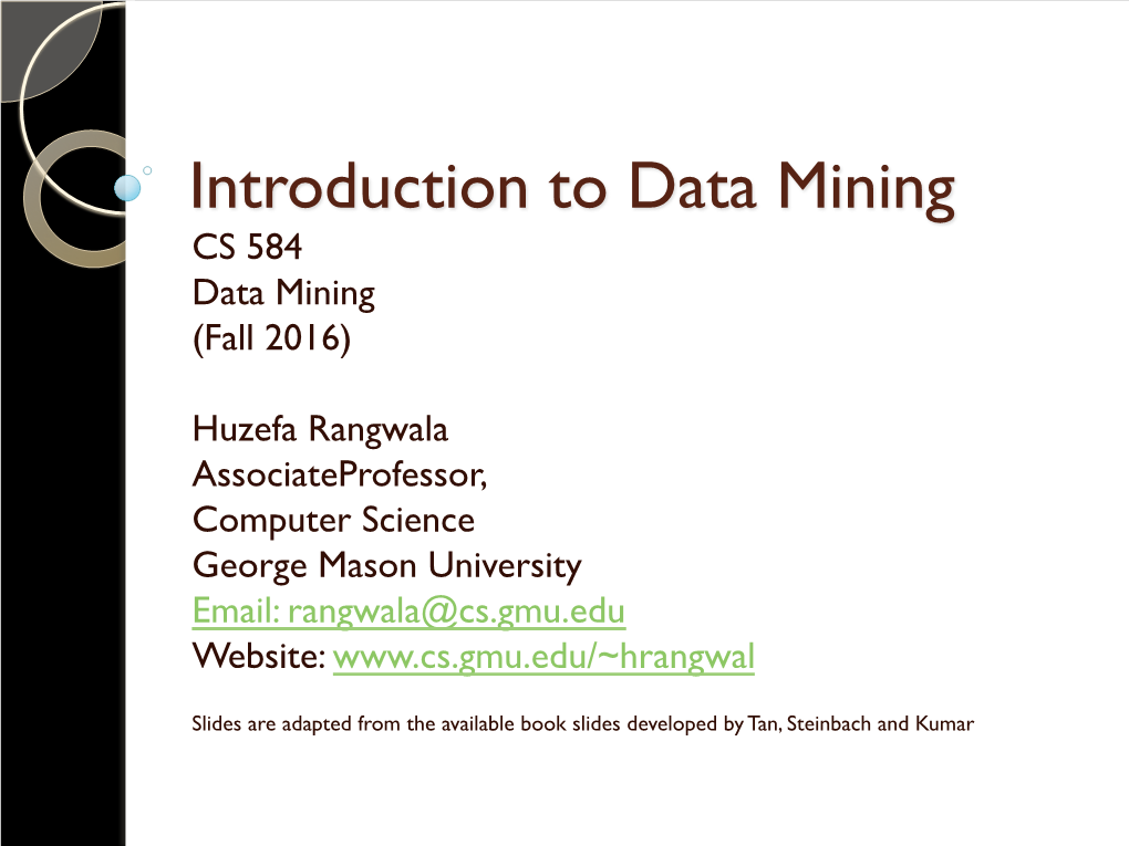 Data Mining CS 584 Data Mining (Fall 2016)