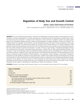 Regulation of Body Size and Growth Control