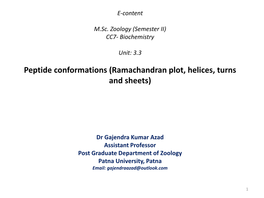 Ramachandran Plot, Helices, Turns and Sheets)