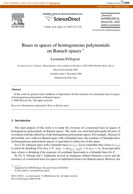 Bases in Spaces of Homogeneous Polynomials on Banach Spaces ✩