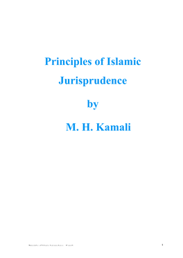 Principles of Islamic Jurisprudence by MH Kamali