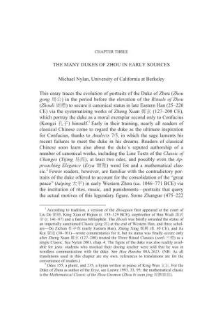 THE MANY DUKES of ZHOU in EARLY SOURCES Michael Nylan