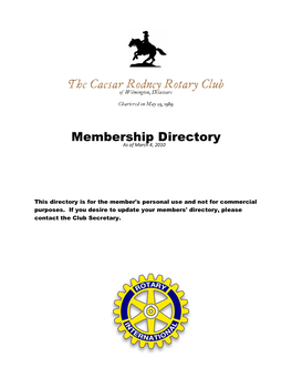 The Caesar Rodney Rotary Club Membership Directory