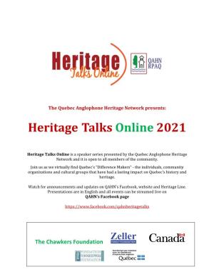 Heritage Talks Online 2021