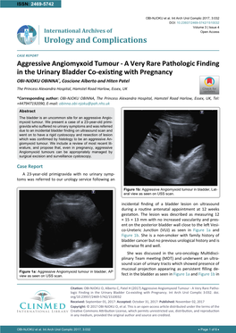 Aggressive Angiomyxoid Tumour - a Very Rare Pathologic Finding in the Urinary Bladder Co-Existing with Pregnancy OBI-NJOKU OBINNA*, Coscione Alberto and Hiten Patel