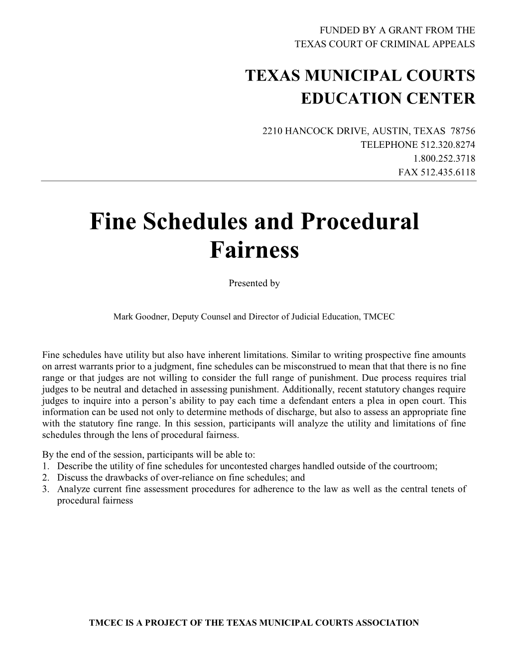 Fine Schedules and Procedural Fairness