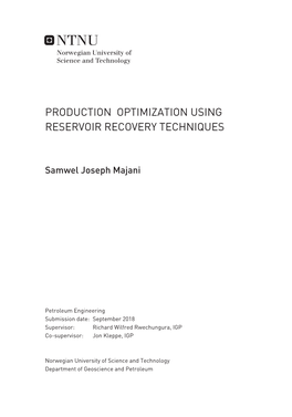 Production Optimization Using Reservoir Recovery Techniques