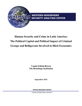 Human Security and Crime in Latin America: the Political Capital and Political Impact of Criminal Groups and Belligerents Involved in Illicit Economies