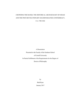 The Historical Archaeology of Ohagi and the Post-Revolutionary Haudenosaunee Confederacy, Ca