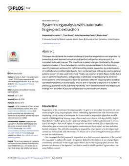 System Steganalysis with Automatic Fingerprint Extraction