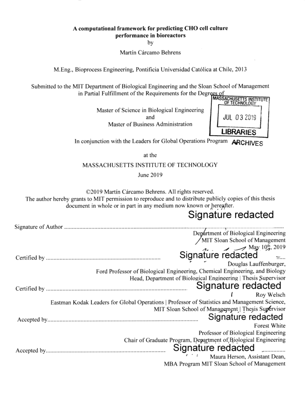 Signature Redacted Signature of a Uthor